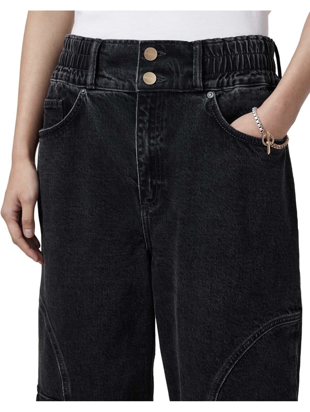 ALLSAINTS Daisy Mae Tapered Jeans in Washed Black Women’s US Size 8 $229 - Picture 3 of 16